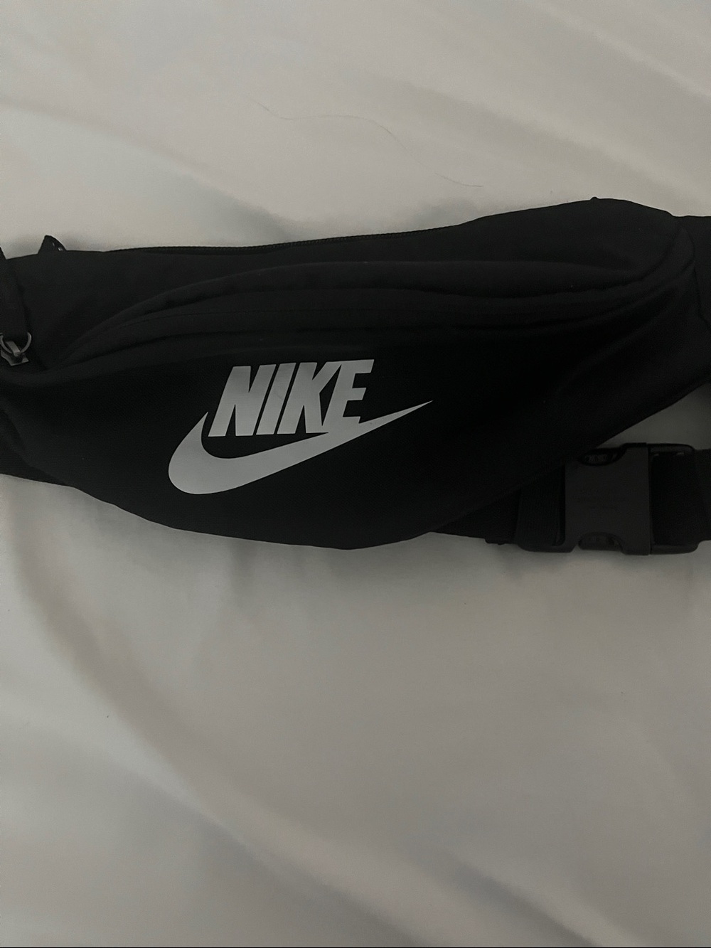 Nike Black Belt Bag with White Swoosh Logo (Fanny pack)